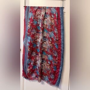 Merona Red and Blue Floral Scarf